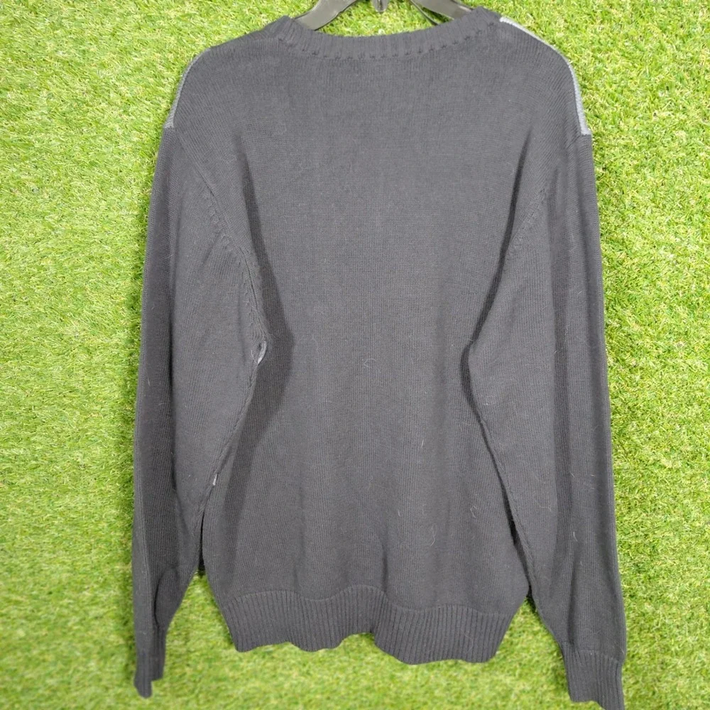 Caribbean Joe Island Supply Co. Mens‎ Checkered Sweater L/G Grey Black Knit